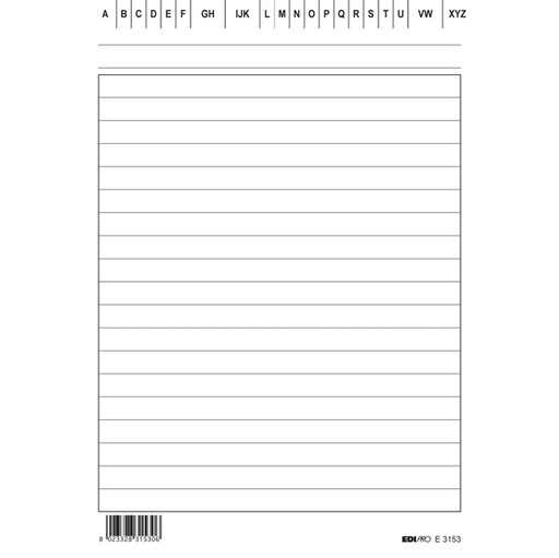 [D52087] 100 SCHEDE RIGATE VERTICALE 17X12CM E3153BL EDIPRO
