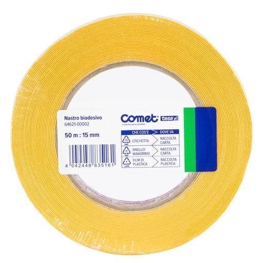 [D53142] NASTRO BIADESIVO 50MTX15MM TRASP. 64-621 TERMO SINGOLO COMET