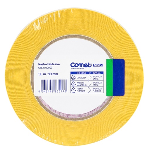 [D53143] NASTRO BIADESIVO 50MTX19MM TRASP. 64-621 TERMO SINGOLO COMET
