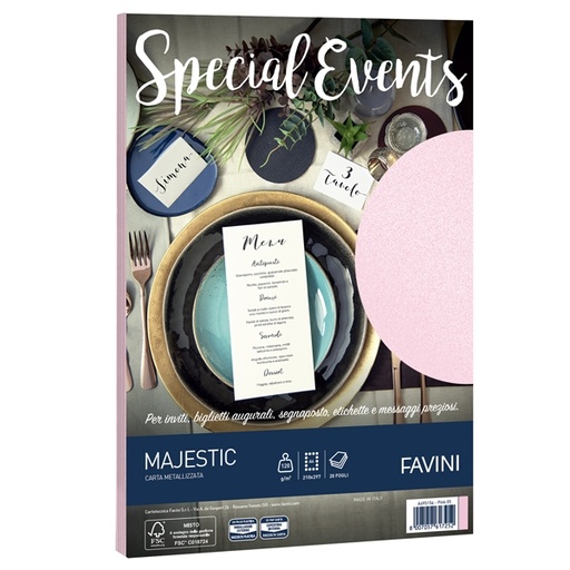 [D53507] Carta metallizzata SPECIAL EVENTS A4 20fg 120gr rosa FAVINI
