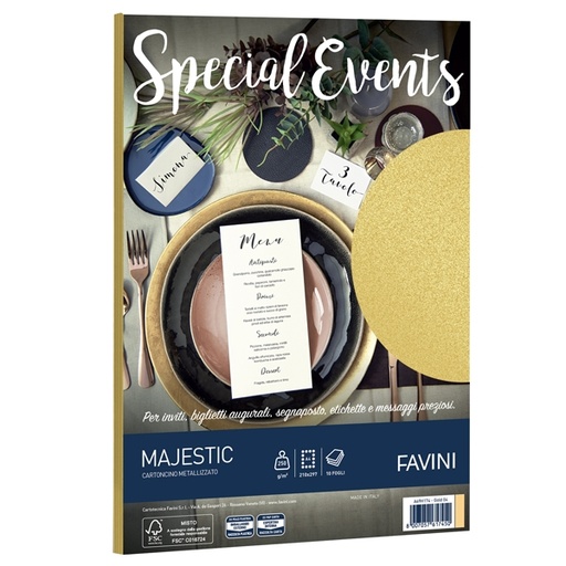 [D53518] Carta metallizzata SPECIAL EVENTS A4 10fg 250gr oro FAVINI