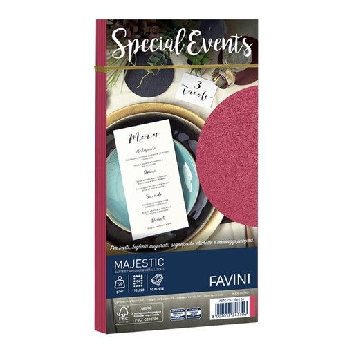 [D53528] 10 buste SPECIAL EVENTS METAL 120gr 110x220mm rosso FAVINI