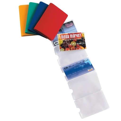 [D53985] 5 Porta Card6 color assortiti in pvc 6 tasche 5,8x8,7cm SEI ROTA