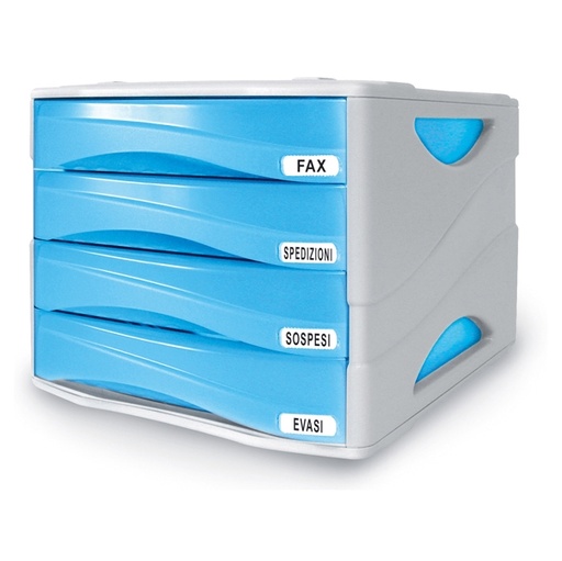 [D53989] CASSETTIERA 4 CASS. SMILE AZZURRO TRASP. ARDA