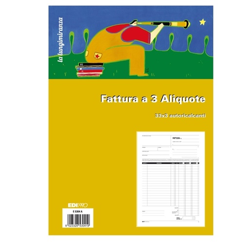 [D54645] BLOCCO FATTURE 3 ALIQUOTE IVA 3COPIE 33FOGLI AUTORIC. 29,7X21 E5304A