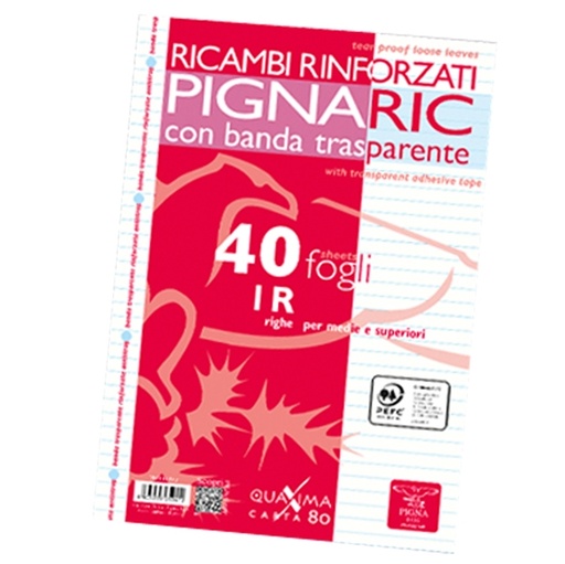 [D54882] RICAMBI FORATI RINFORZATI A4 1RIGO 40FG 80GR PIGNARIC
