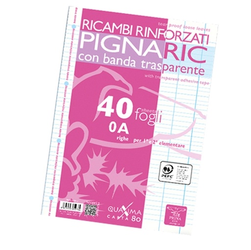 [D54885] RICAMBI FORATI RINFORZATI A4 RIGO DI 1' 40FG 80GR PIGNARIC