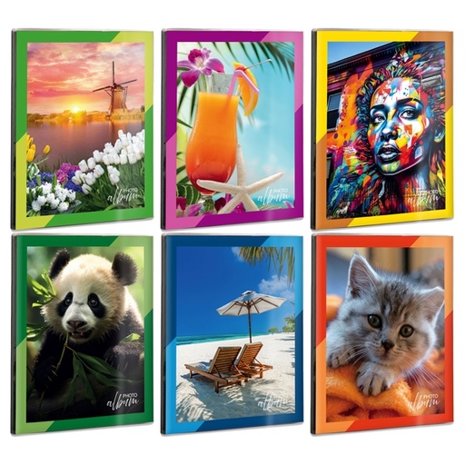 [D55615] ALBUM FOTO SALDATO 125x165mm fino a 24 FOTO 10x15cm assortiti LEBEZ