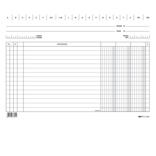 [D56342] 100 SCHEDE 3 COLONNE ORIZZONTALI 17X24CM E3369BL