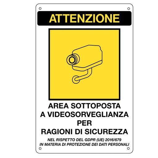 [D56442] CARTELLO ADESIVO 20X30CM 'AREA SOTTOPOSTA A VIDEOSORVEGLIANZA'