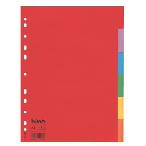 [D56708] Separatore economy in cartoncino 160gr colorato 6 tasti A4 ESSELTE