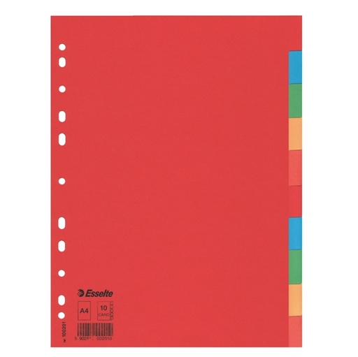 [D56709] Separatore economy in cartoncino 160gr colorato 10 tasti A4 ESSELTE