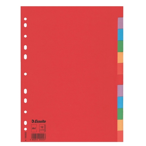 [D56710] Separatore economy in cartoncino 160gr colorato 12 tasti A4 ESSELTE