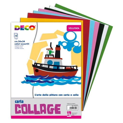 [D56743] ALBUM COLLAGE 10FG CARTA VELLUTO 24X34CM 130GR ART 710/10 DECO