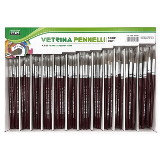 [D56884] VETRINETTA 228 PENNELLI PUNTA TONDA PELO DI PONY SERIE 9124 LEBEZ