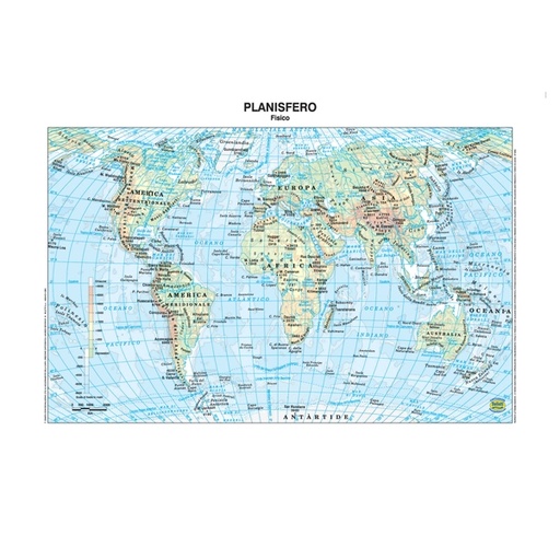 [D56943] CARTA GEOGRAFICA SCOLASTICA PLASTIFICATA MONDO 297X420MM BELLETTI