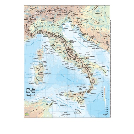 [D56945] CARTA GEOGRAFICA SCOLASTICA PLASTIFICATA ITALIA 297X420MM BELLETTI