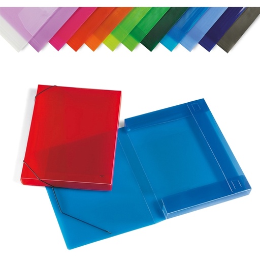 [D57142] CARTELLA PPL C/ELASTICO TRASPARENTE ASSORTITI 355X265MM DORSO 30
