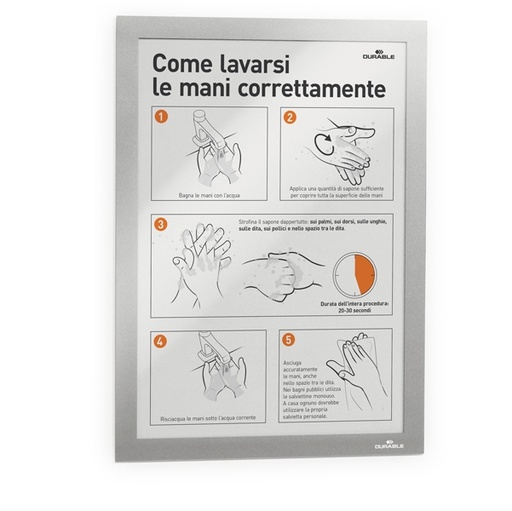 [D57341] Cornice espositiva adesiva Duraframe(R) A4 21X29,7cm silver DURABLE