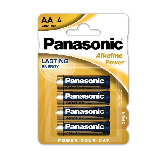 [D57374] BLISTER 4 PILE STILO ALKALINE AA 1,5V PANASONIC