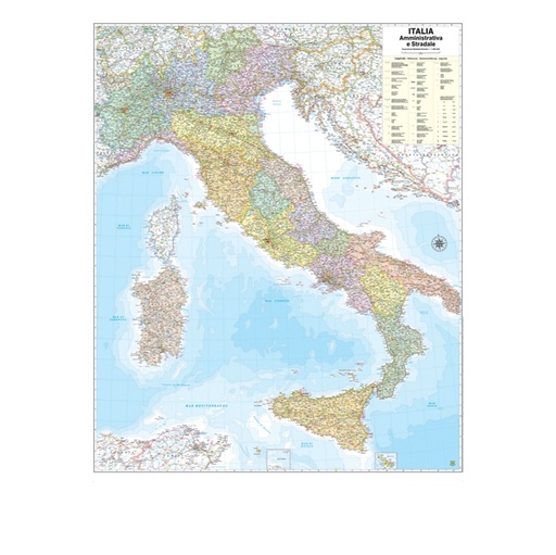 [D57413] CARTA GEOGRAFICA MURALE ITALIA 97X122CM BELLETTI