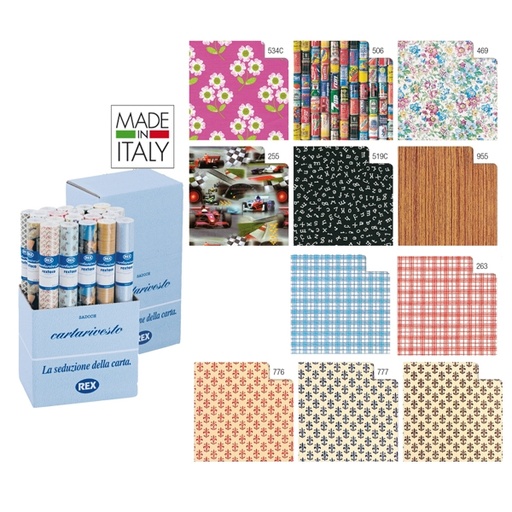 [D57455] EXPO 50 ROTOLI CARTARIVESTO REX58 LAVAB ILE 50X400CM ASSORTITI