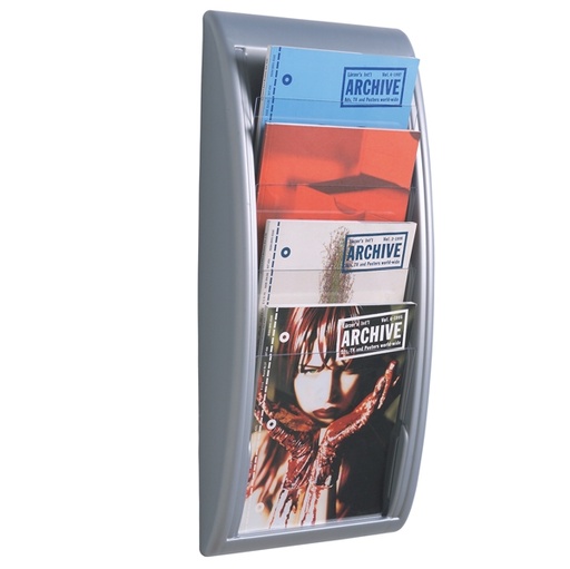 [D57621] ESPOSITORE DA PARETE A 4 TASCHE A4 GRIGIO QUICK FIT SYSTEM