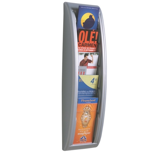 [D57623] ESPOSITORE DA PARETE A 5 TASCHE A5 GRIGIO QUICK FIT SYSTEM