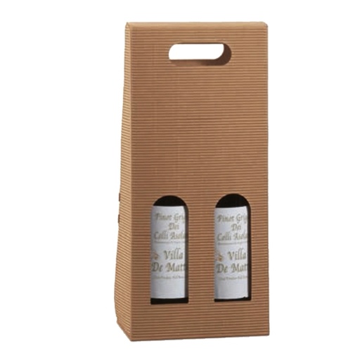 [D57649] SCATOLA 2 BOTTIGLIE 180x90mm H385mm OND A AVANA