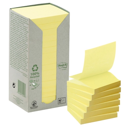 [D57679] BLOCCO 100foglietti Post-it(R) Z-Notes Green 76x76mm R330-1T GIALLO RICICL.100