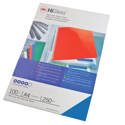 [D57772] 100 COPERTINE HIGLOSS 250GR A4 BLU CARTONCINO MONOLUCIDO