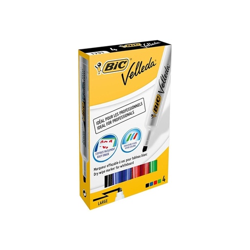 [D57777] Astuccio pennarello VELLEDA 1791 punta scalpello whiteboard 4 colori BIC(R)