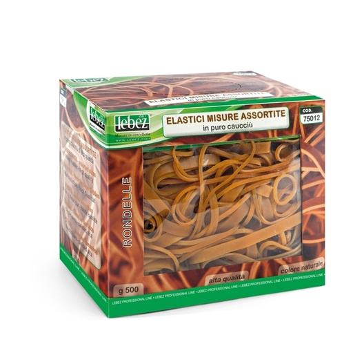 [D57980] ELASTICO IN CAUCCIU' MISURA ASSORT. SCATOLA 500G