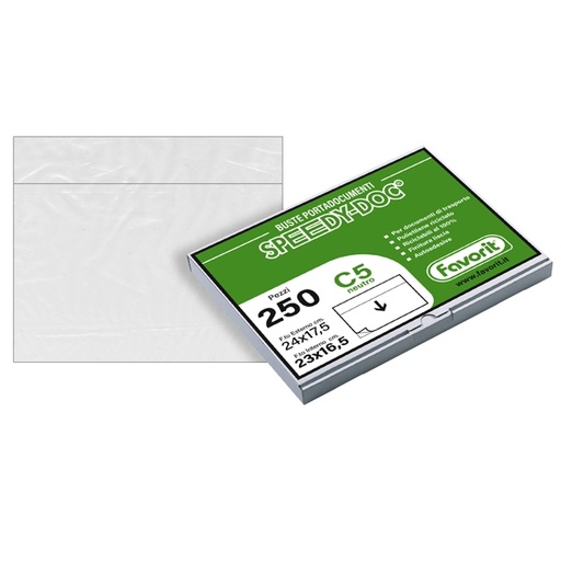 [D58561] 250 BUSTE ADESIVE SPEEDY DOC C5 230X165mm