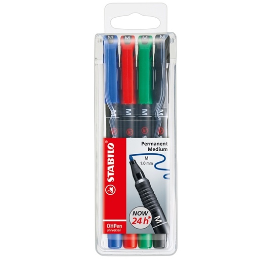 [D58969] BUSTA 4 PENNARELLI STABILO OHPEN 843 PERMANENTE MEDIA