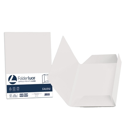 [D59163] 25 cartelline 3 lembi ACQUA 200gr 24,5x34,5cm bianco FAVINI