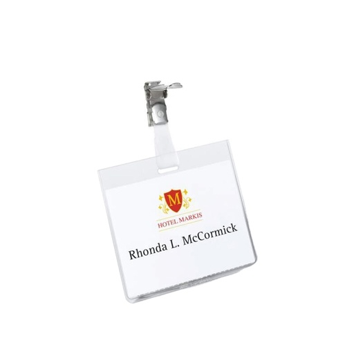 [D59785] 5 PORTABADGE IN PVC 60X90MM C/CLIP IN METALLO DURABLE