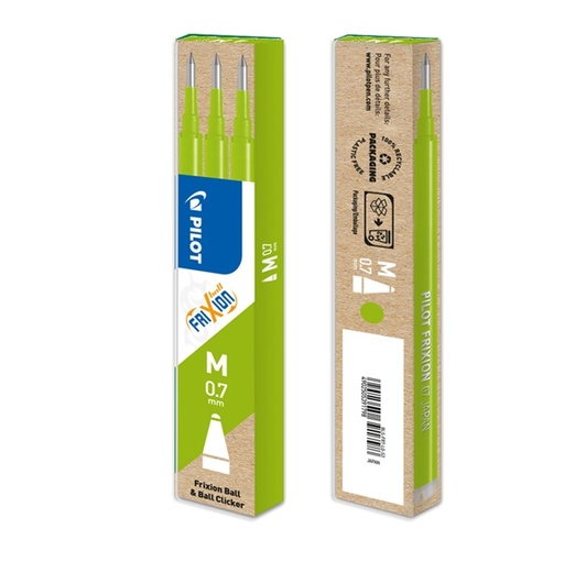 [D60793] SET 3 REFILL SFERA FRIXIONball 0.7mm VERDE CHIARO PILOT