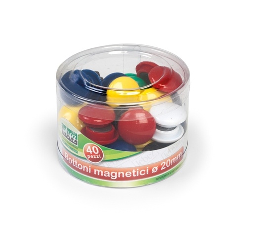 [D61338] BARATTOLO 40 MAGNETI TONDI diam. 20MM COLORI ASS. ART.2140
