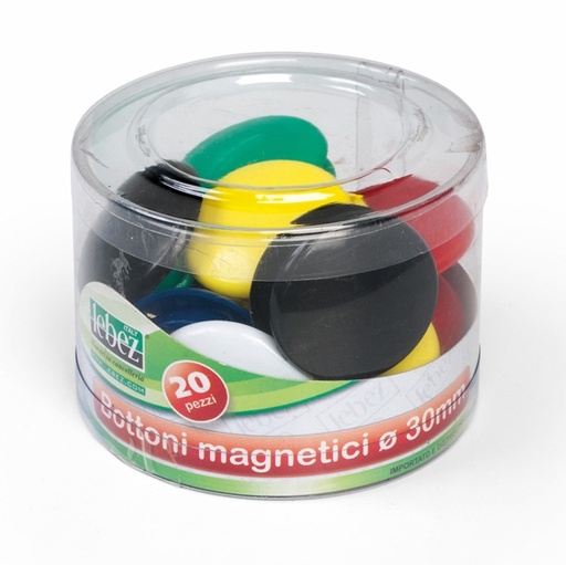 [D61339] BARATTOLO 20 MAGNETI TONDI diam. 30MM COLORI ASS. ART.2141