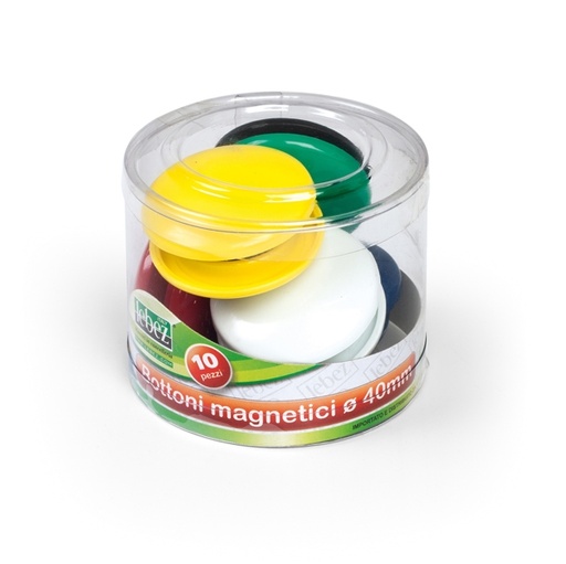 [D61340] BARATTOLO 10 MAGNETI TONDI diam. 40MM COLORI ASS. ART.2142