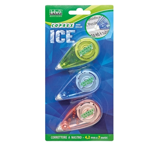 [D61365] BLISTER 3 CORRETTORE A NASTRO 4,2MMX7M MINI ROLLER ICE 9093