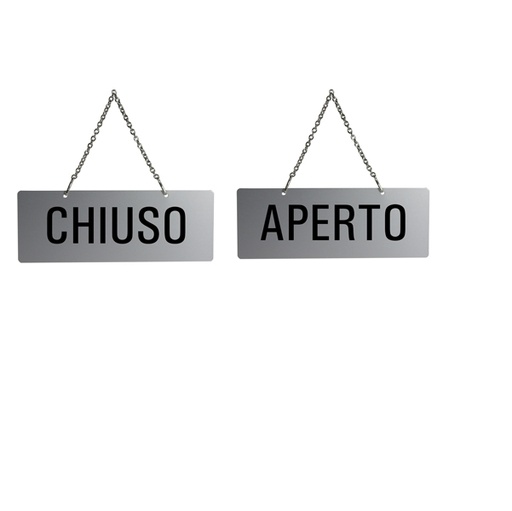 [D61374] CARTELLO APERTO/CHIUSO 17,5X6,5cm CON CATENELLA