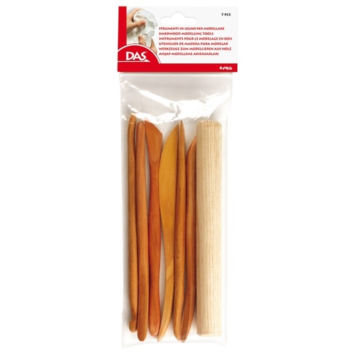 [D61786] BLISTER 7 SPATOLE IN LEGNO PER MODELLARE DAS