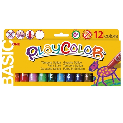 [D61809] TEMPERA SOLIDA PLAYCOLOR 12 COLORI in STICK da 10GR