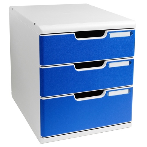 [D61953] CASSETTIERA MODULO A4 3 CASSETTI GRIGIO/BLU EXACOMPTA