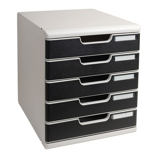 [D61957] CASSETTIERA MODULO A4 5 CASSETTI GRIGIO/NERO EXACOMPTA