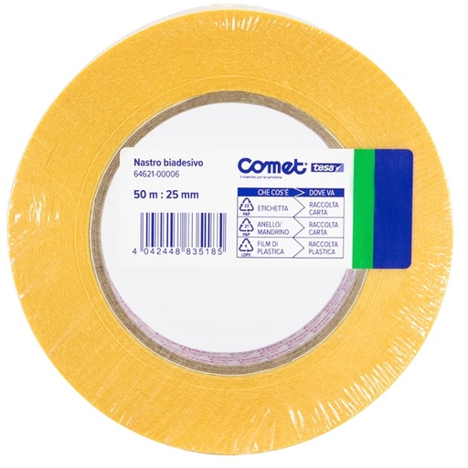 [D62506] NASTRO BIADESIVO 50MTX25MM TRASP. 64-621 TERMO SINGOLO COMET