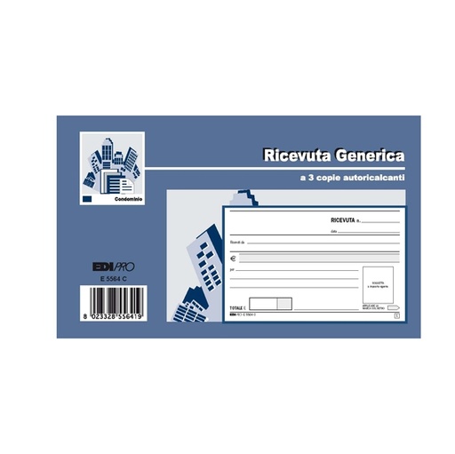 [D62627] BLOCCO RICEVUTE GENERICHE 33FOGLI 3 COPIE AUTORIC. 9,9X17 E5564CT