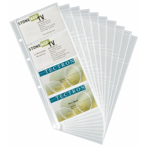[D64174] SET 10 BUSTE PER 80 BIGLIETTI VISITA 57x90MM VISIFIX DURABLE